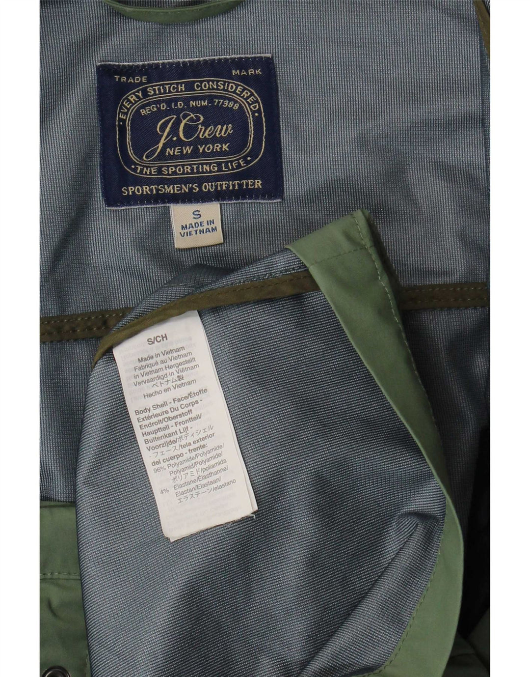 Jachetă cu glugă pentru bărbați J. Crew UK 36 Poliester verde mic