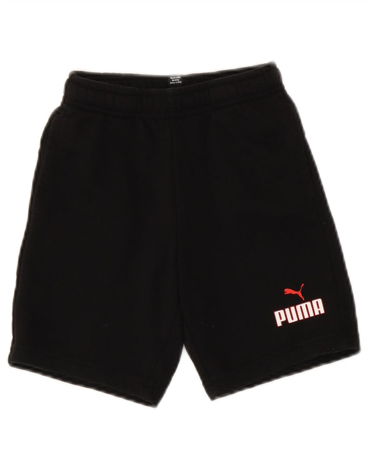 Pantaloni scurți sport grafic PUMA pentru băieți 5-6 ani, bumbac negru