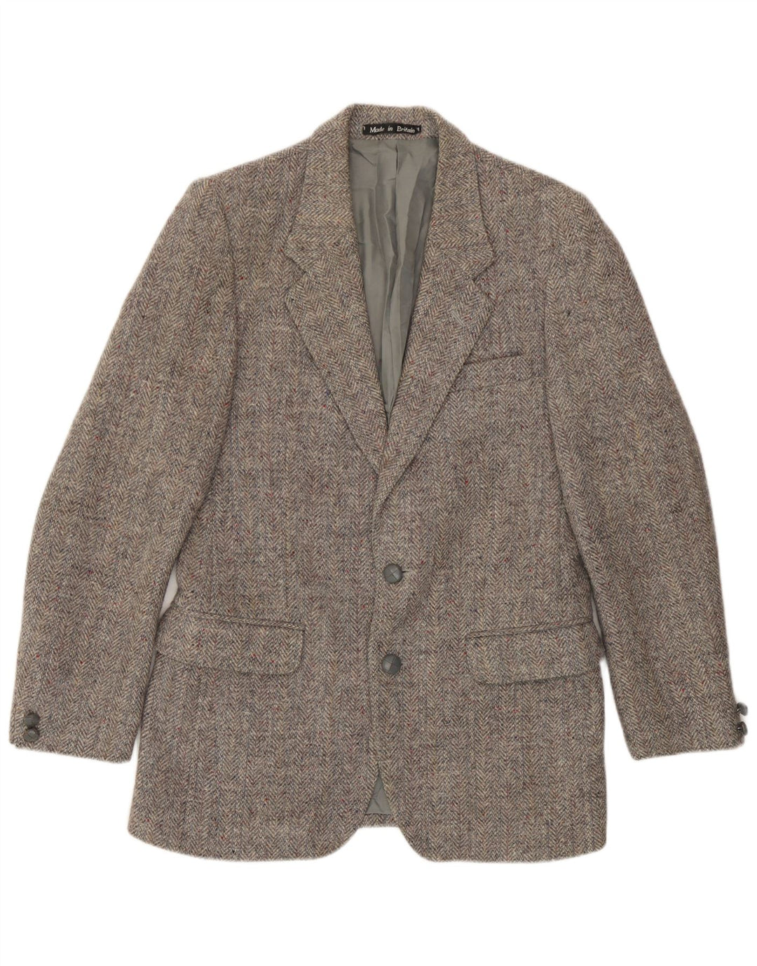 Jachetă pentru bărbați Harris Tweed, cu 2 nasturi, UK 36, gri, în spinare