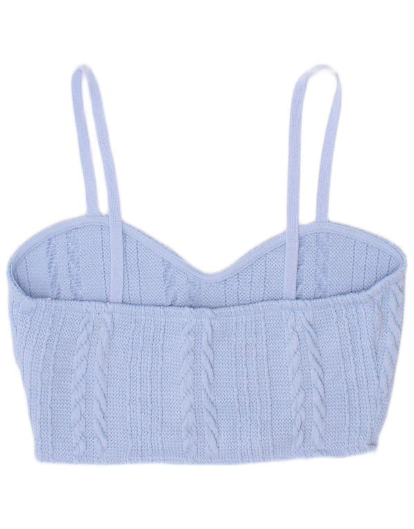 Top Crop tricot pentru femei Zara UK 8 Small Blue Poliester