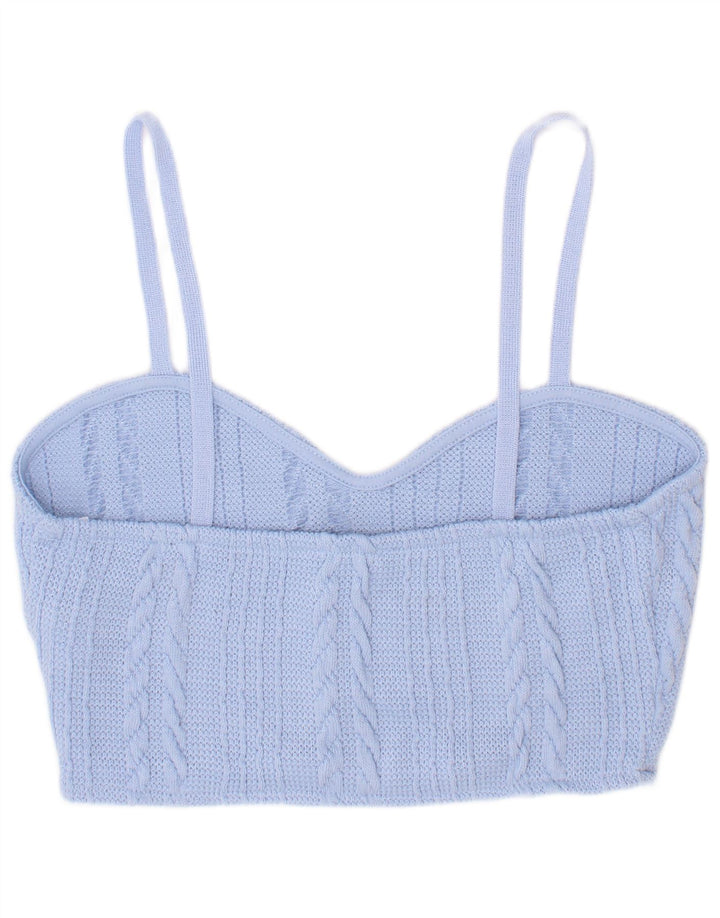 Top Crop tricot pentru femei Zara UK 8 Small Blue Poliester