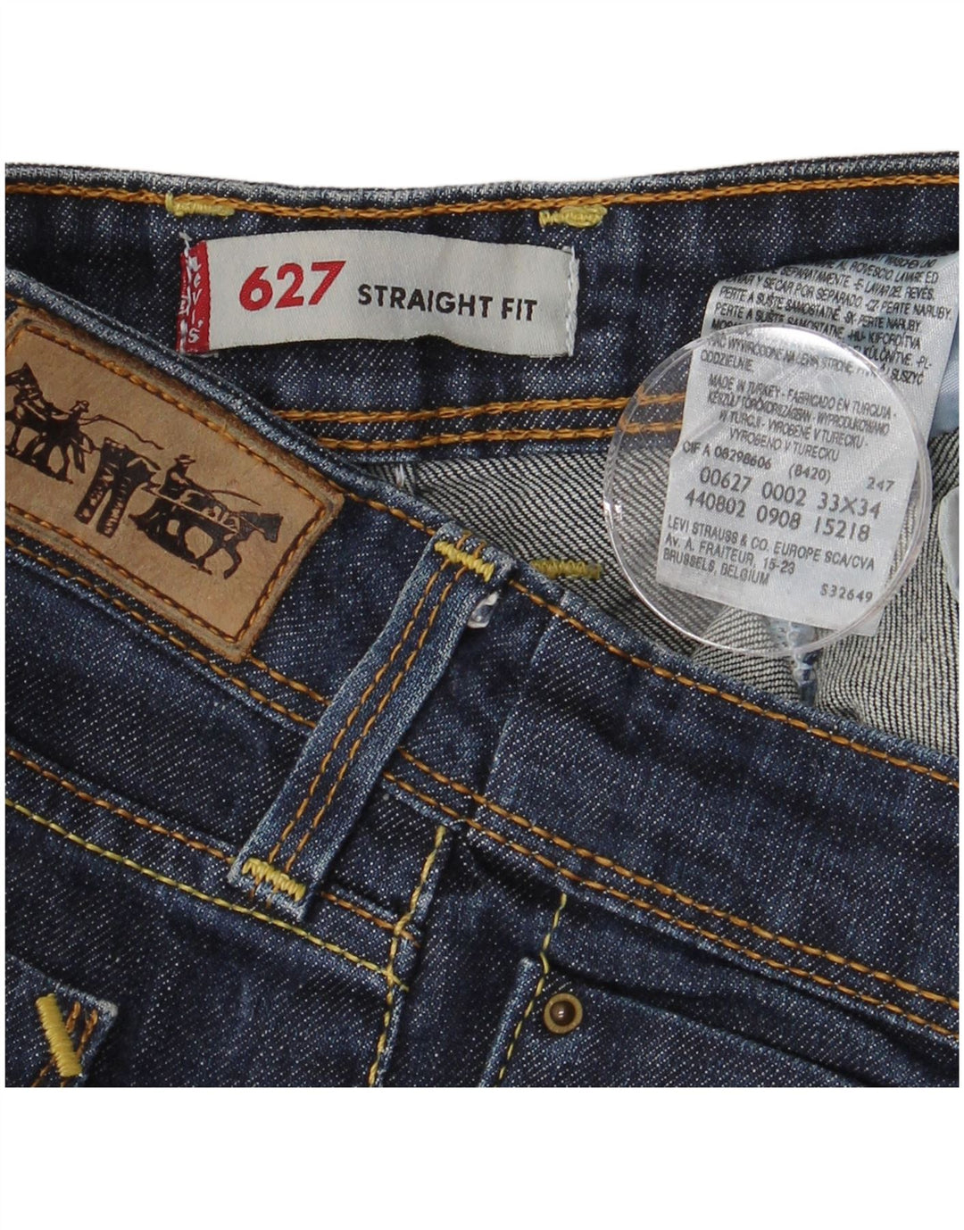 Blugi drepti pentru femei LEVI'S 627 W33 L29 Bumbac bleumarin