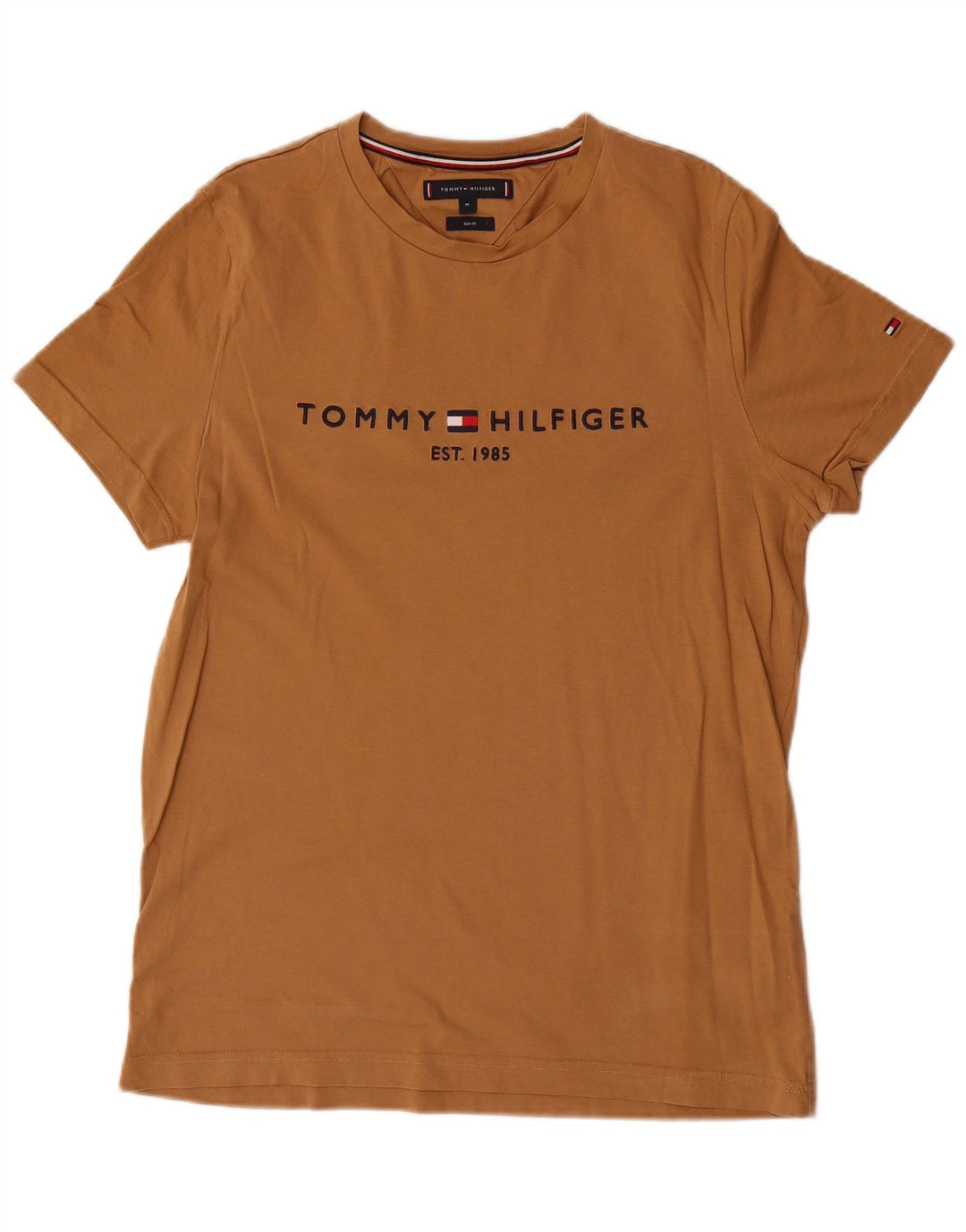 Tricou grafic Tommy Hilfiger Slim Fit pentru bărbați Top din bumbac maro mediu