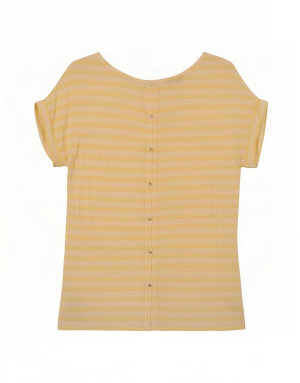 Bluză cămașă cu mânecă scurtă pentru femei Massimo Dutti UK 18 XL cu dungi galbene