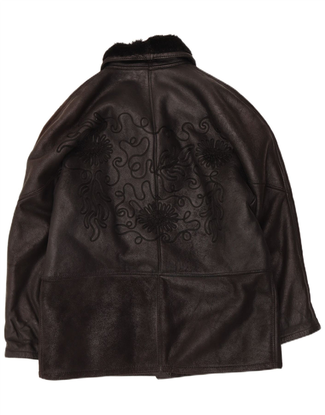 Jachetă vintage oversized din shearling pentru femei IT 42 Medium Black Shearling