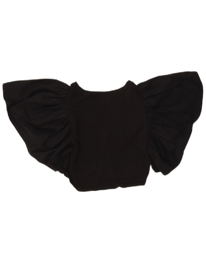 Bluză Zara pentru femei Crop Batwing Top UK 12 Medium Black