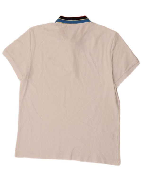 Tricou polo elastic pentru bărbați Lacoste Mărimea 6 XL Bumbac color bloc alb