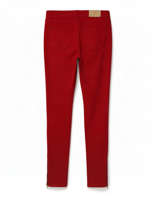 Pantaloni de damă Zara skinny casual EU 42 Large W32 L29 Bumbac roșu