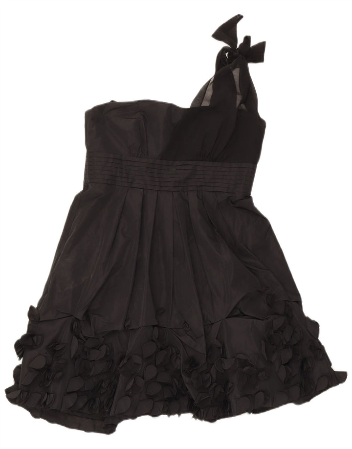 BCBGMAXAZRIA Womens One Shoulder Dress UK 10 Small Black