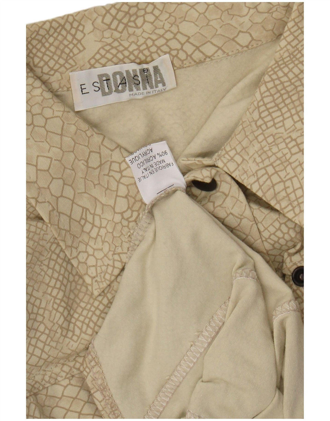 Cămașă pentru femei VINTAGE cu model abstract UK 12 Medium Bej Animal Print