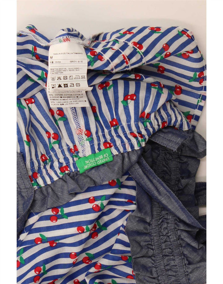 Benetton Crop Cami Top pentru femei UK 14 Medium Blue Striped Bumbac