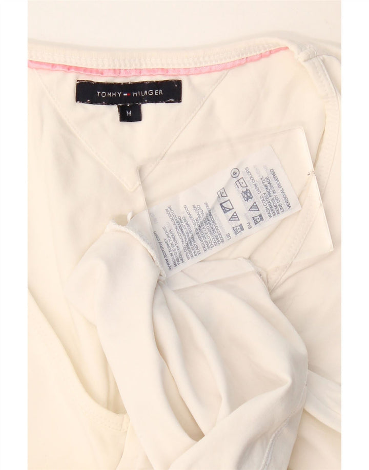 Top pentru femei Tommy Hilfiger cu mânecă lungă UK 12, bumbac alb mediu