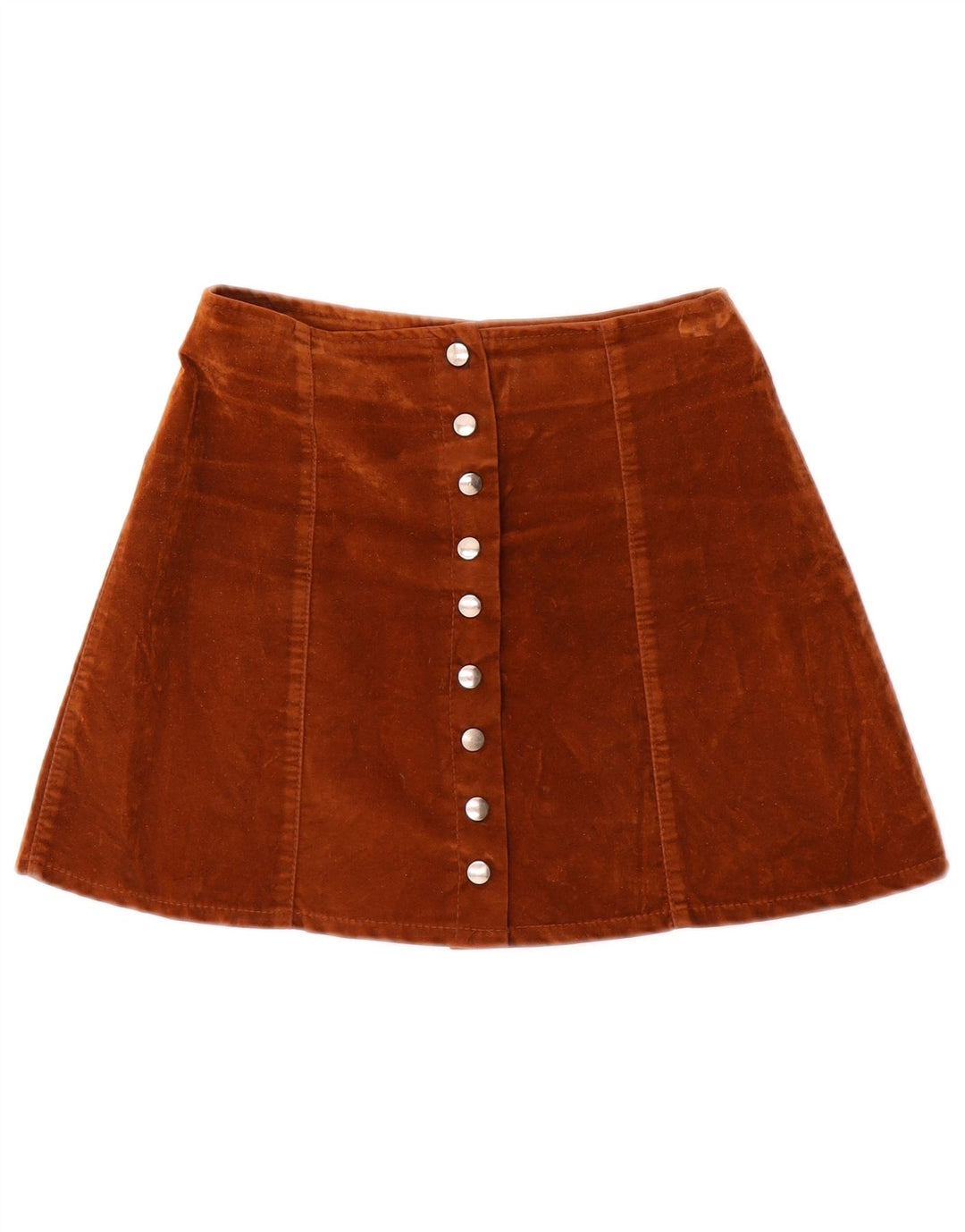 Fustă mini din velur vintage pentru femei W24 XS maro poliamidă