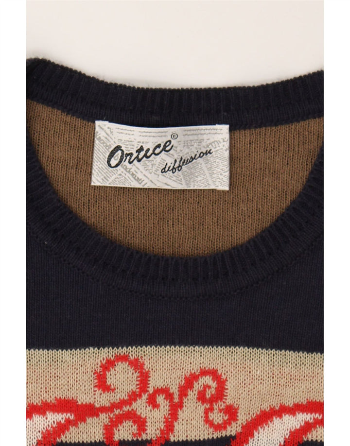 ORTICE DIFFUSION Womens Boat Neck Jumper Sweater UK 14 Large Navy Blue Vintage Ortice Diffusion and Second-Hand Ortice Diffusion from Messina Hembry 
