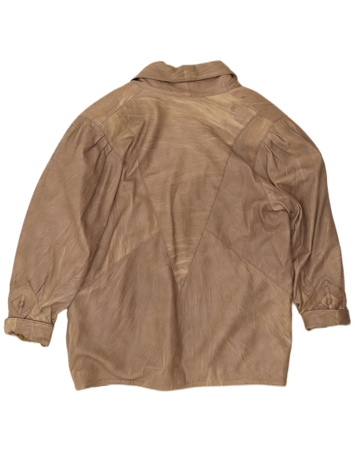 Jachetă de piele vintage pentru femei UK 14 Medium Beige Piele