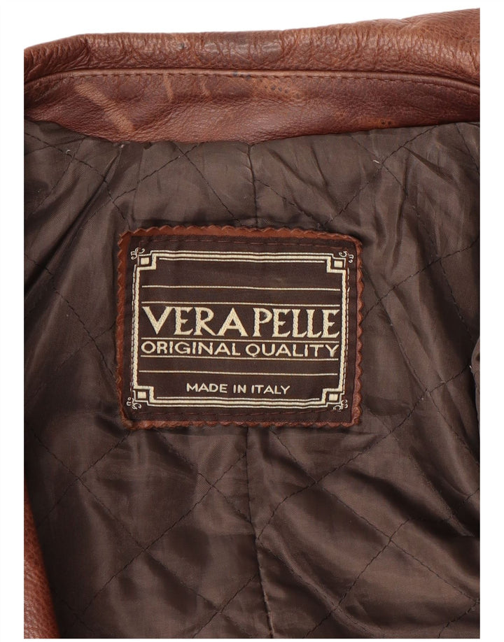 Jachetă de piele vintage pentru bărbați UK 38 din piele maro medie