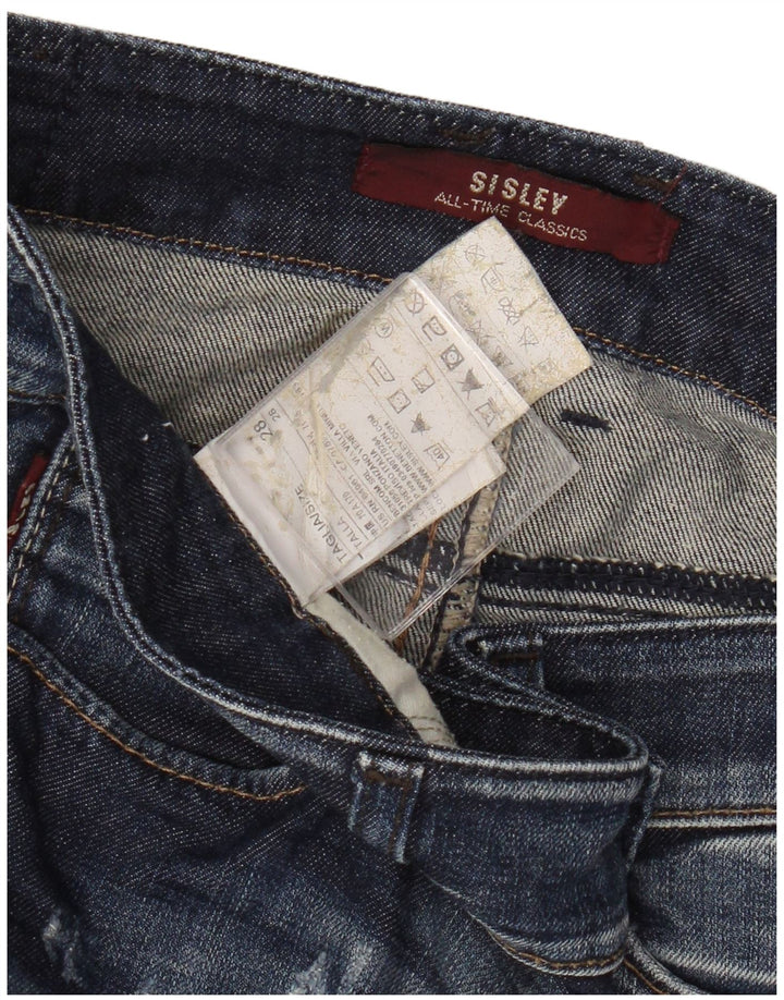 Fusta de blugi Sisley pentru femei distressed W28 Medium Bluemarin Bumbac