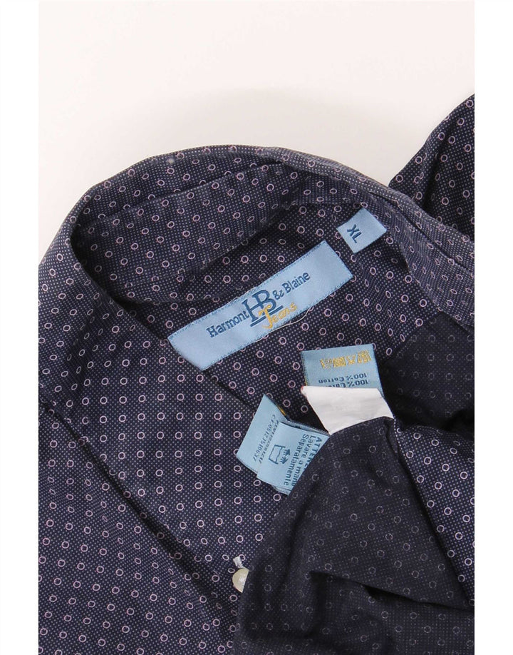 Cămașă pentru bărbați Harmont & Blaine XL, bumbac cu pete, albastru marine
