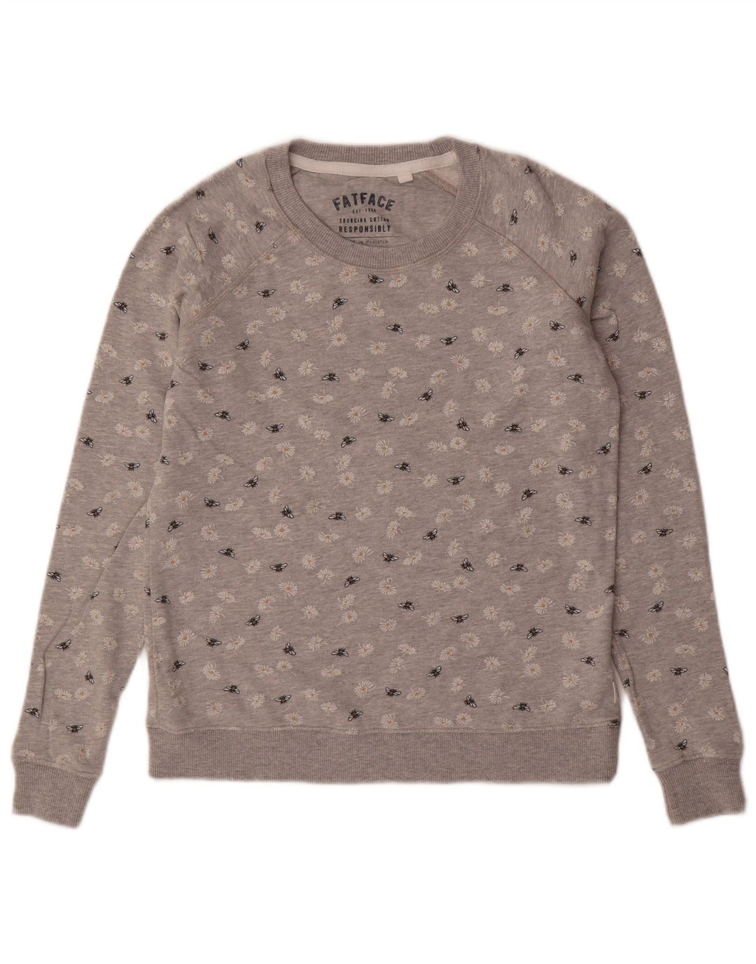 FAT FACE Pulover pentru damă, UK 6 XS, bumbac floral, gri