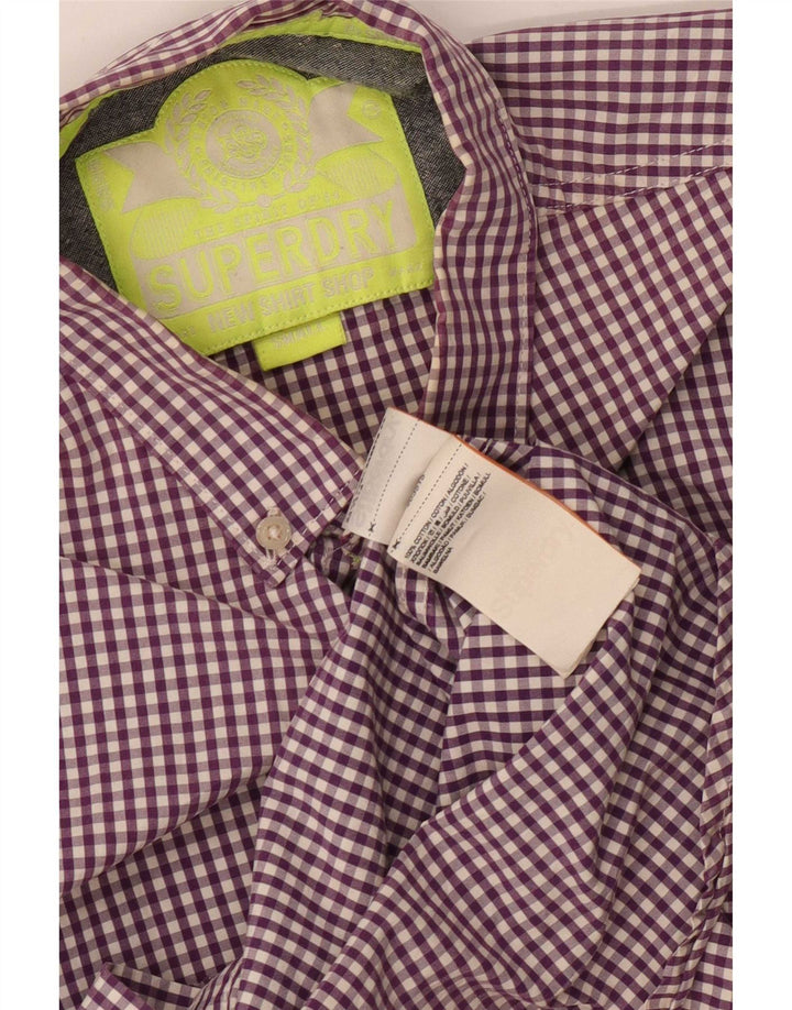Cămașă pentru bărbați Superdry Bumbac Vichy violet mic
