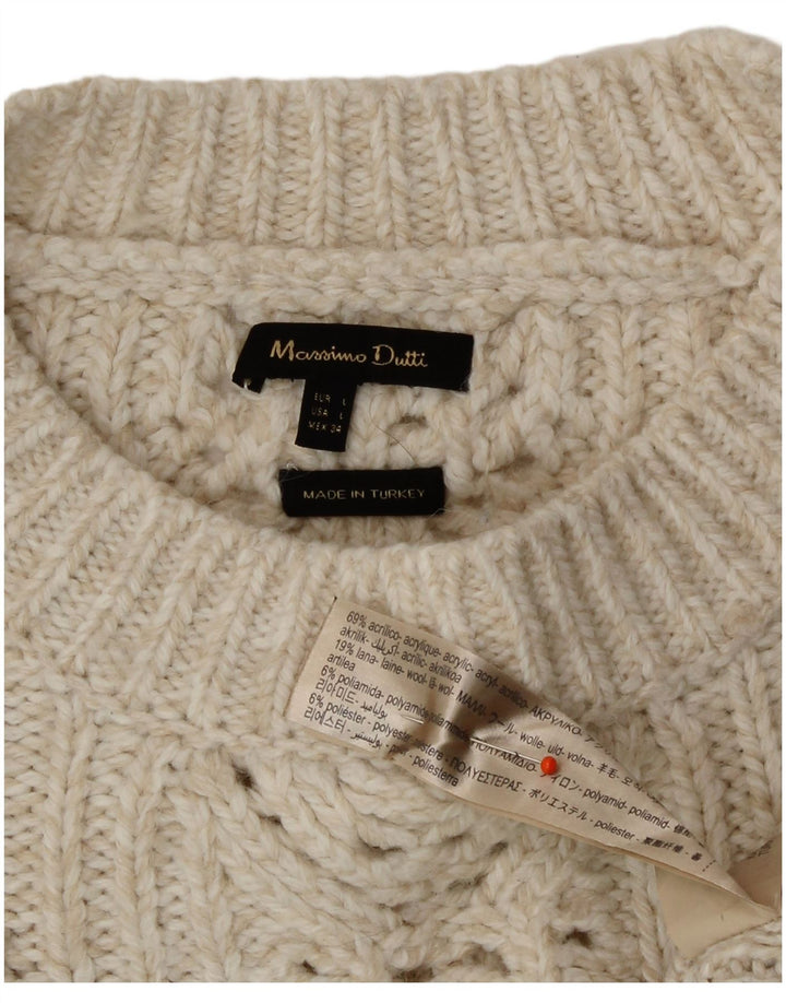 Pulover Massimo Dutti pentru damă cu gât roșu și pulover UK 16, mare, alb
