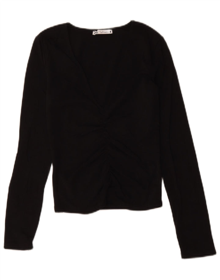Pulover cu decolteu în V Zara pentru femei UK 8 Mic Negru