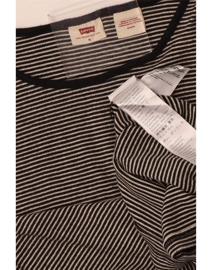 Top pentru femei Levi's cu mânecă lungă UK 12, gri mediu, bumbac cu dungi