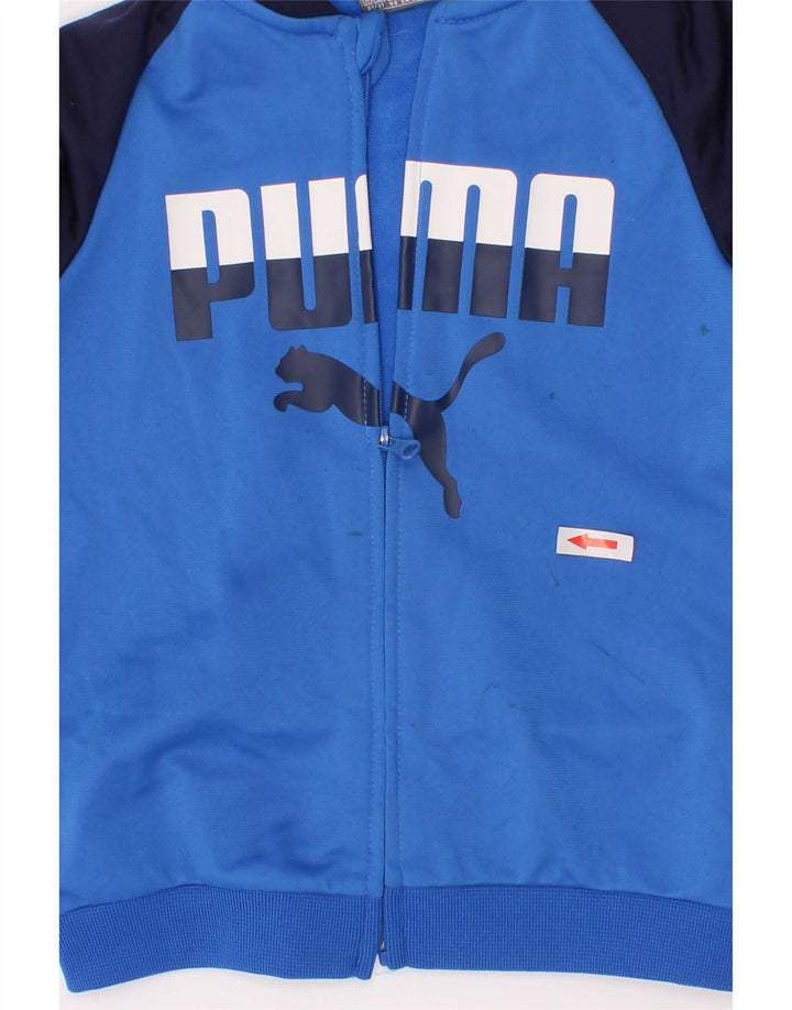 Jachetă de trening cu grafic Puma pentru băieți, 2-3 ani, poliester color bloc albastru