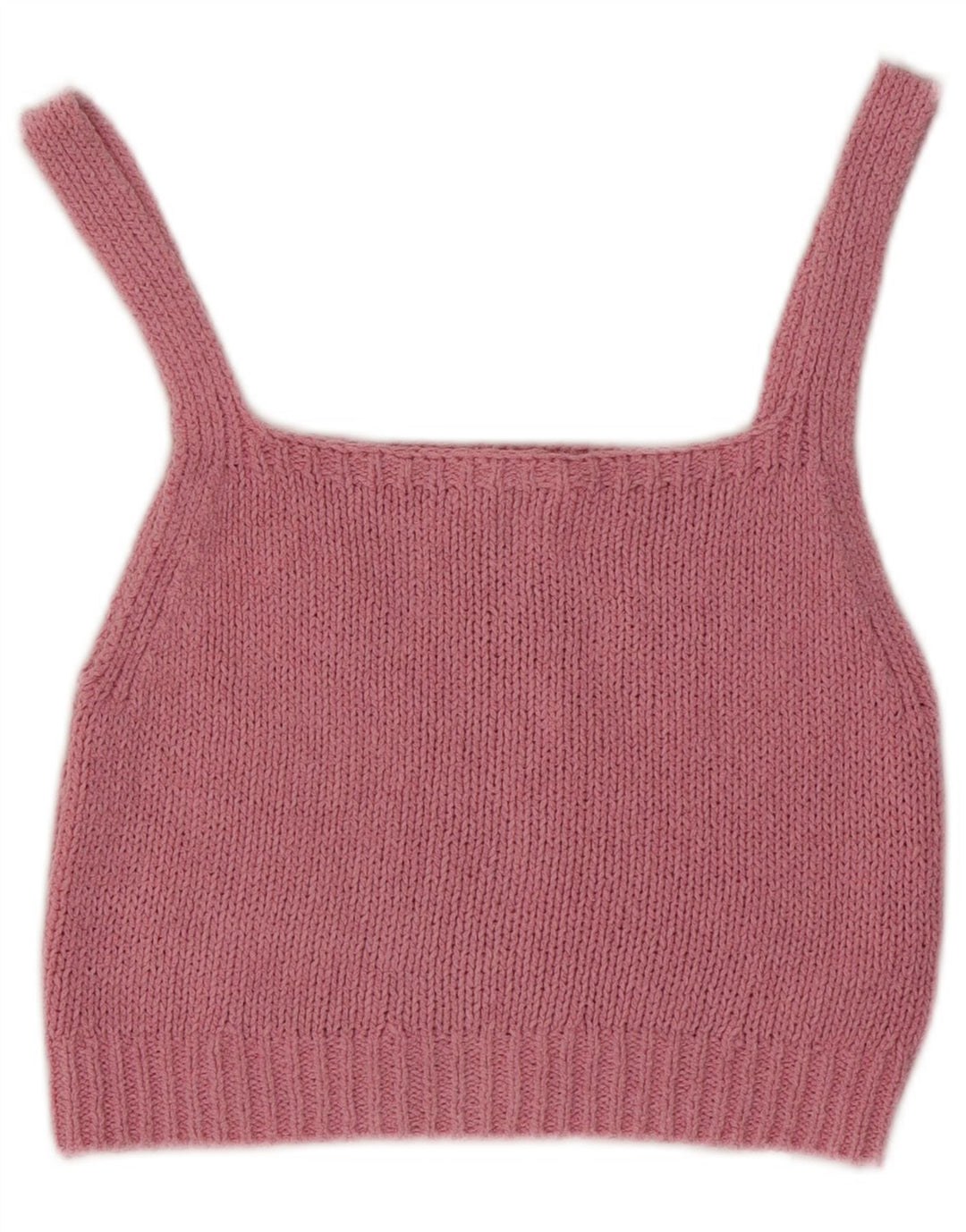 Top Crop tricot pentru femei Zara UK 12, bumbac roz mediu