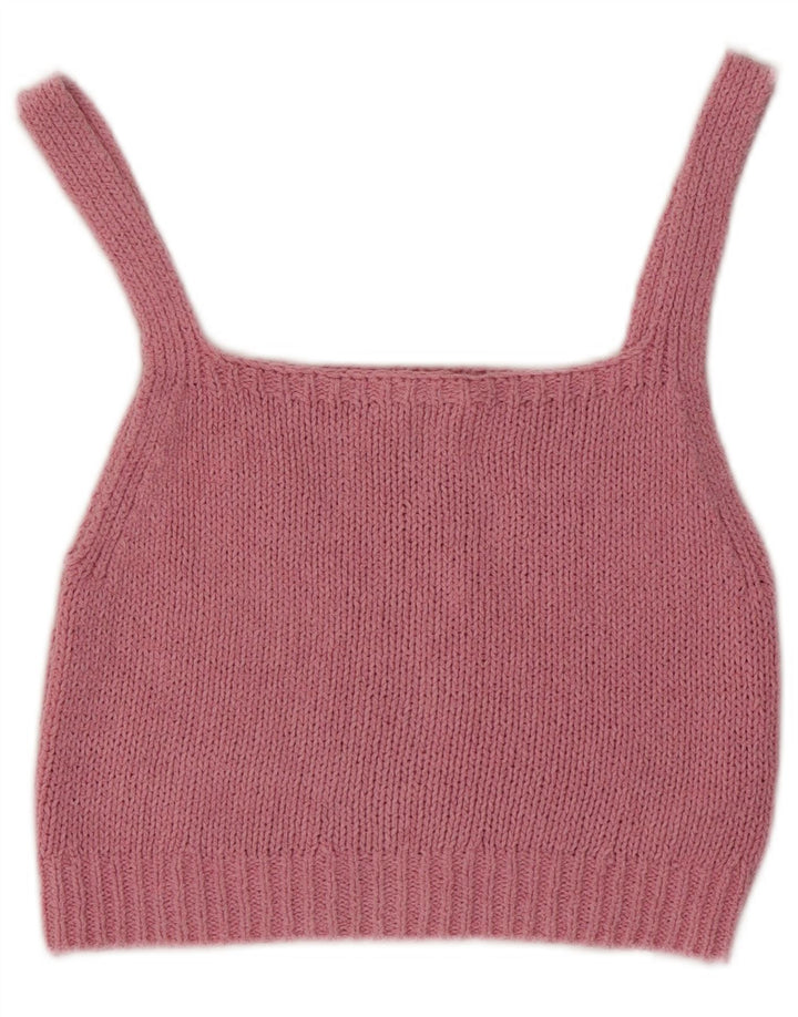 Top Crop tricot pentru femei Zara UK 12, bumbac roz mediu