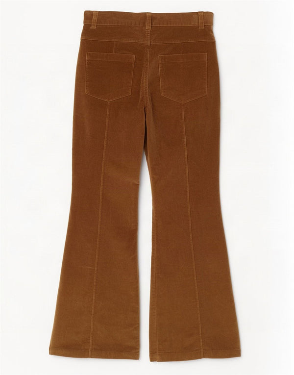 Pantaloni vintage din velur evazat pentru femei UK 10 Small W28 L30 Maro Bumbac
