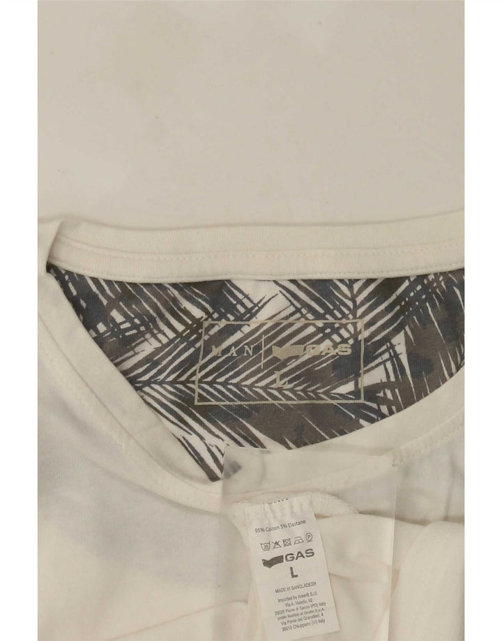 Tricou grafic pentru bărbați Gas Top mare, alb, bumbac