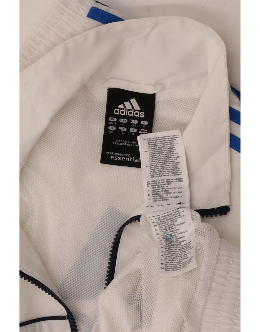 Jachetă de top pentru trening grafic Adidas pentru bărbați UK 36/38 Poliester alb mic