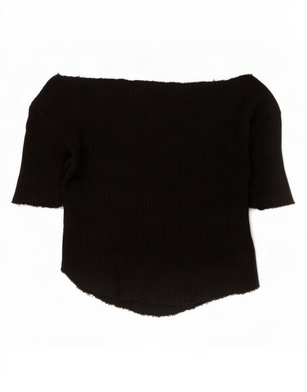Top cu umăr decupat pentru femei Zara UK 12 Medium Negru