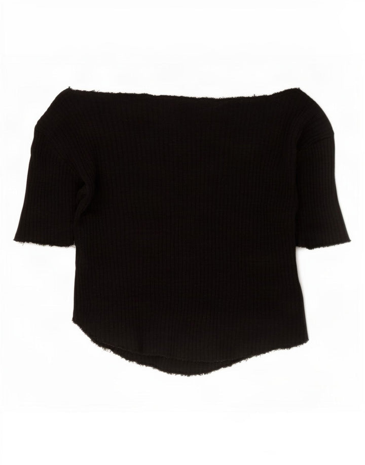 Top cu umăr decupat pentru femei Zara UK 12 Medium Negru