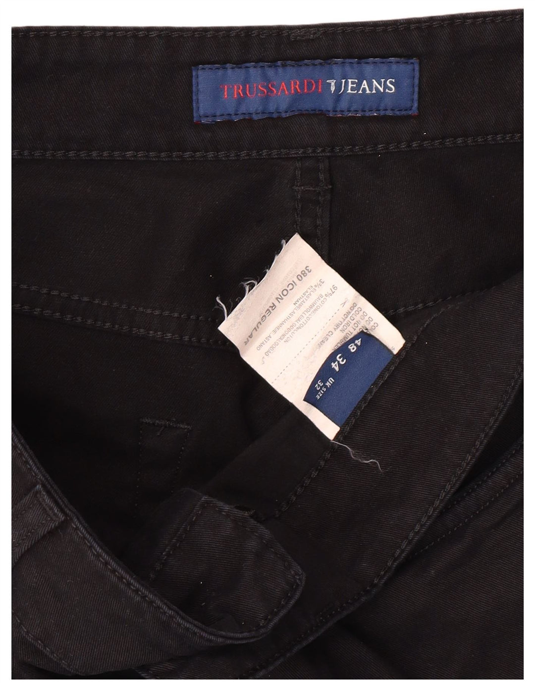 TRUSSARDI Pantaloni drepti casual pentru bărbați W32 L30 bumbac negru