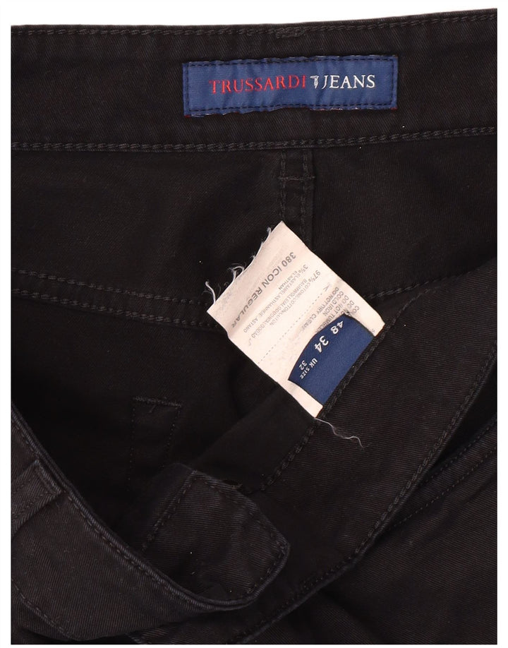 TRUSSARDI Pantaloni drepti casual pentru bărbați W32 L30 bumbac negru