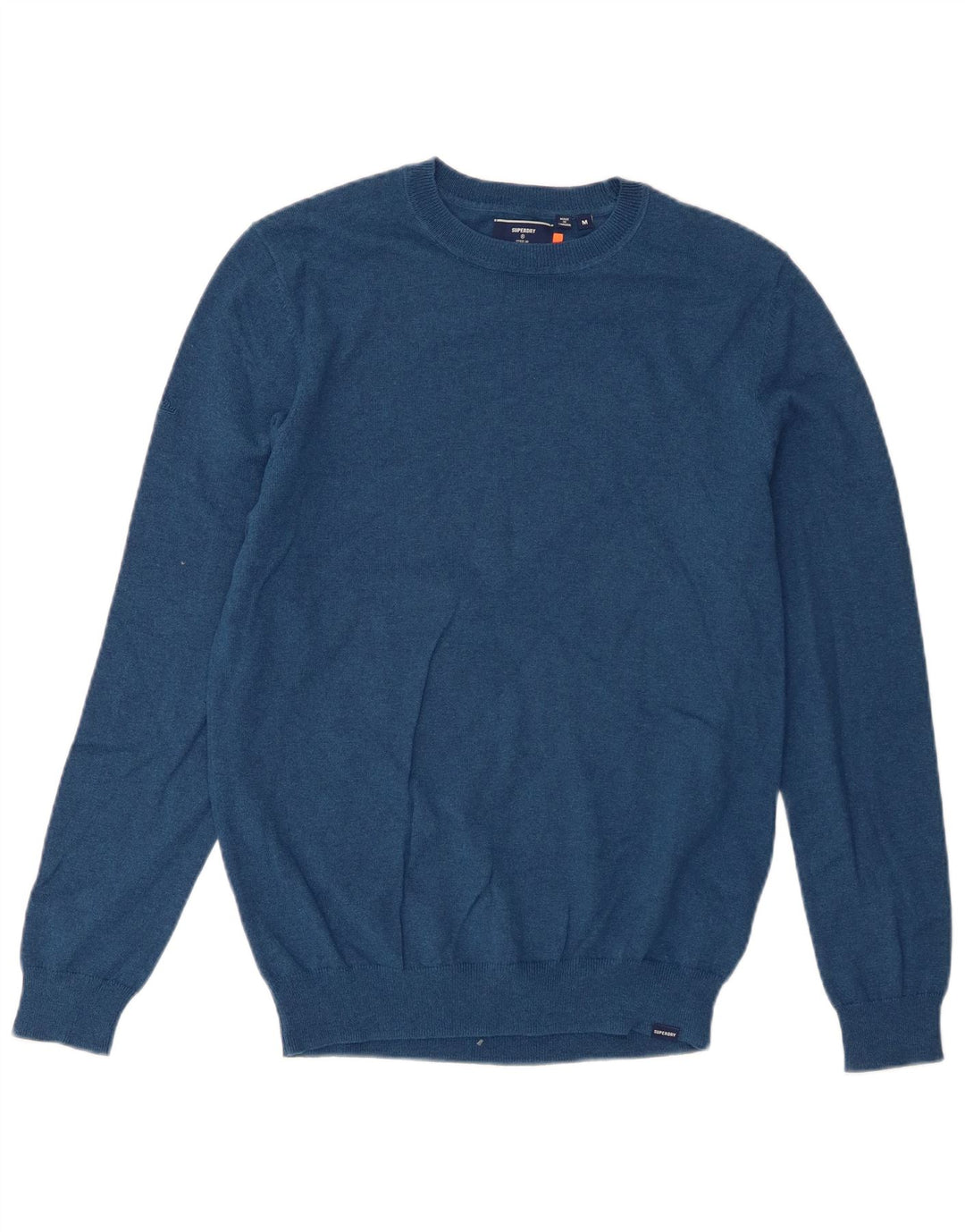 Pulover Superdry pentru bărbați, cu gât crew, bumbac albastru mediu