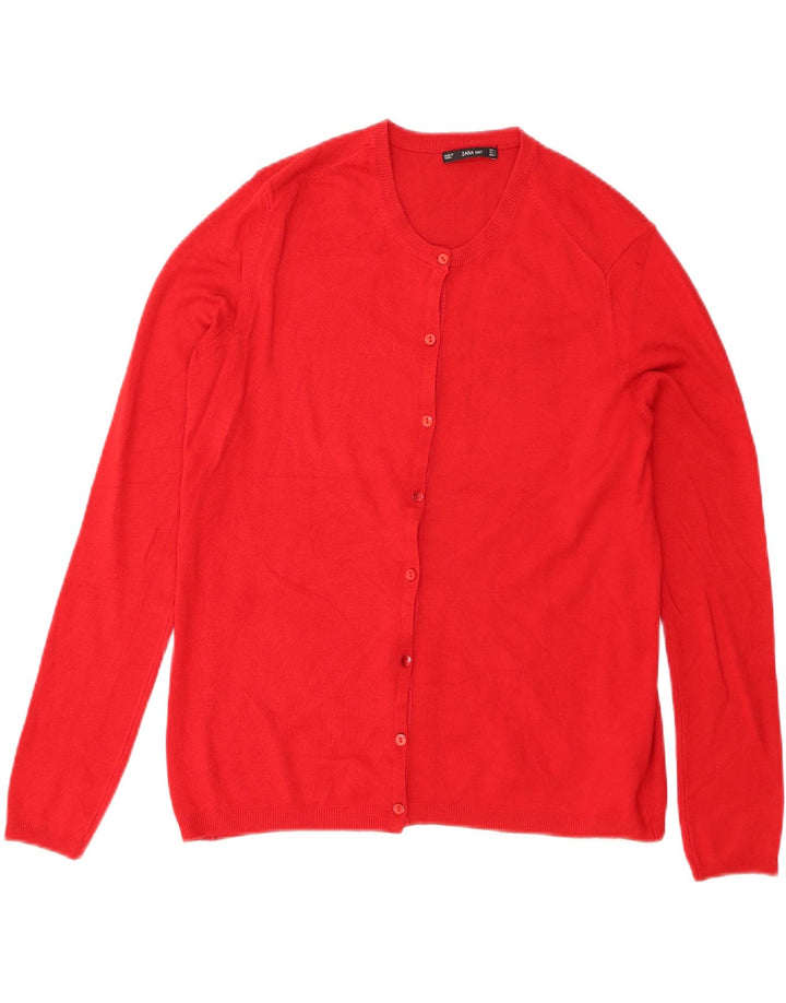 Pulover cardigan pentru femei Zara UK 14 mare, roșu, viscoză