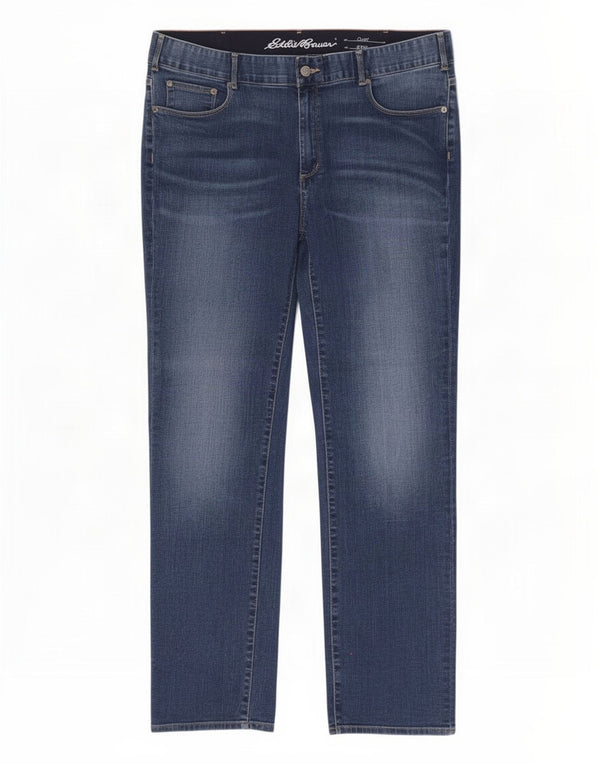 Eddie Bauer blugi drepte curbate pentru femei US 18 2XL W40 L31 albastru bumbac