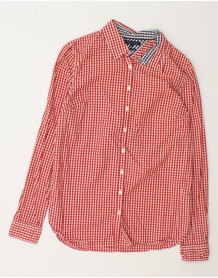TOMMY HILFIGER Womens Regular Fit Shirt US 6 Medium Red Check Cotton Vintage Tommy Hilfiger and Second-Hand Tommy Hilfiger from Messina Hembry 