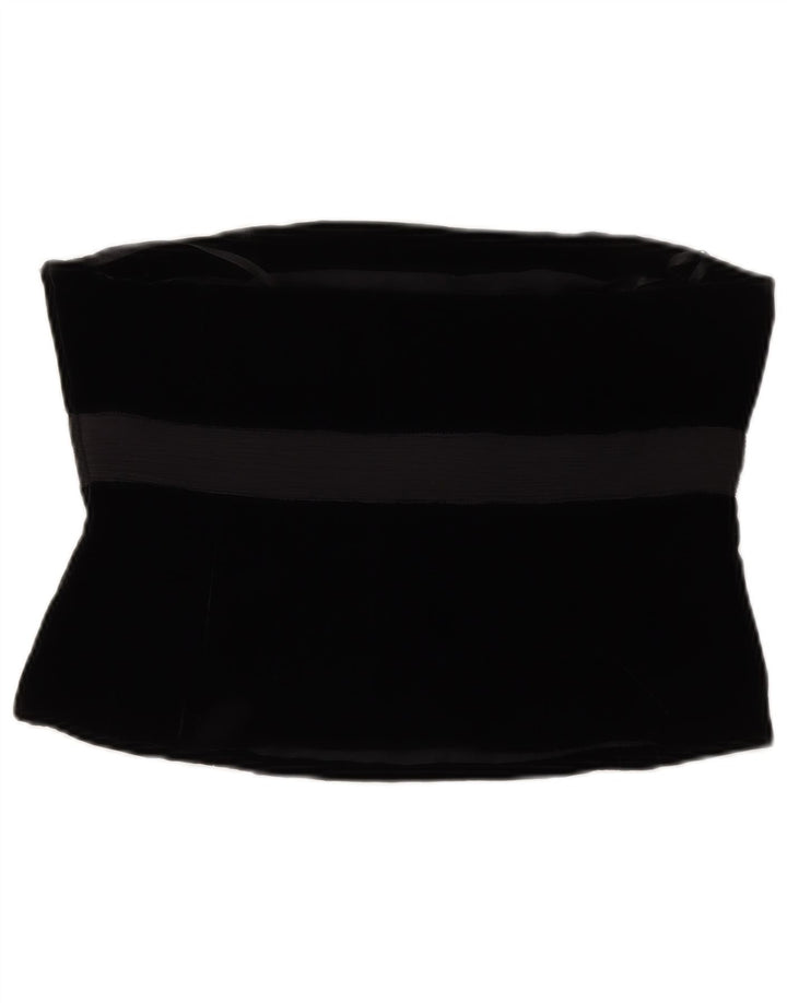 LAURA ASHLEY Top corset din catifea pentru femei UK 14 Medium Black Viscose