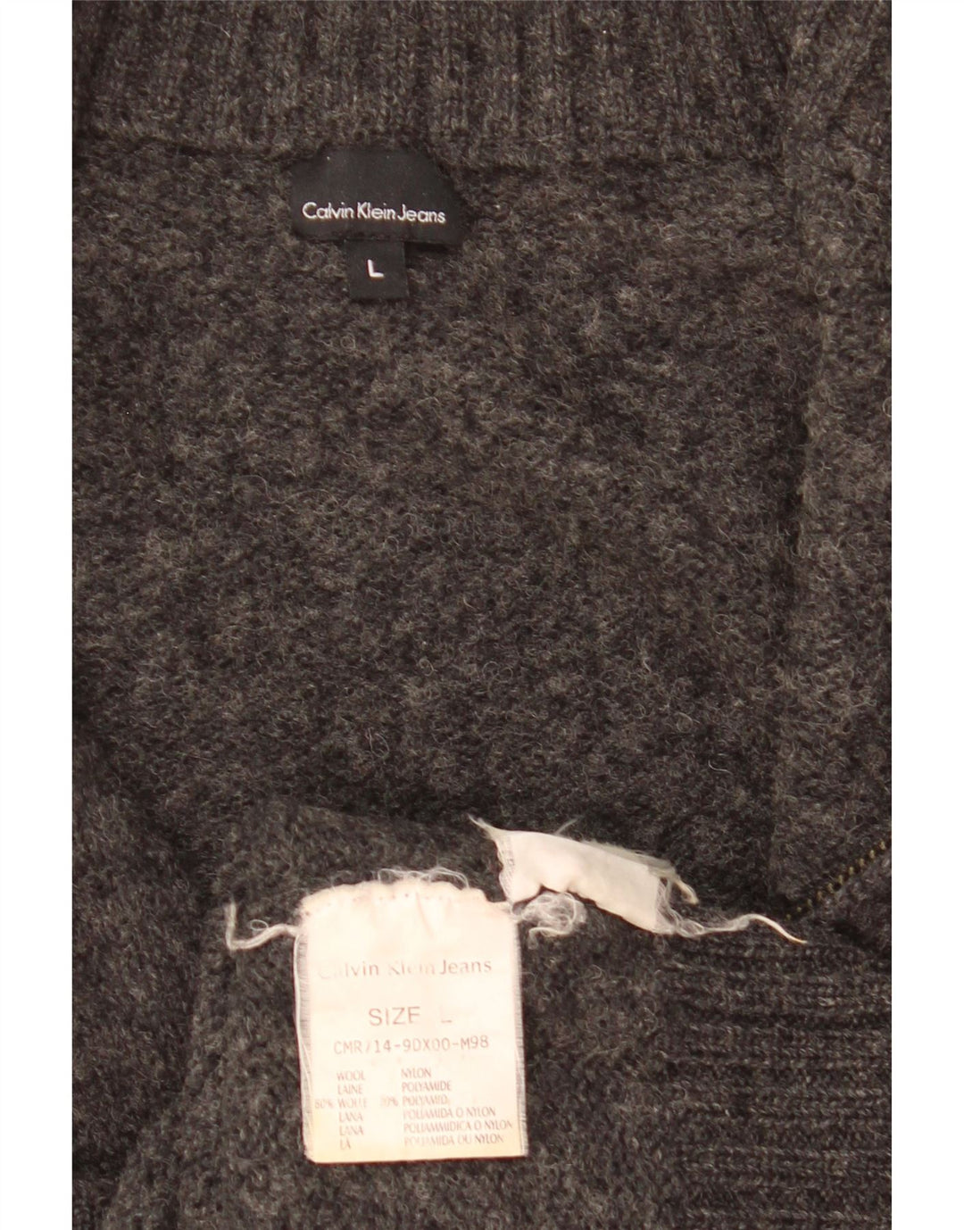 Pulover cardigan Calvin Klein pentru femei UK 16 Lână mare gri