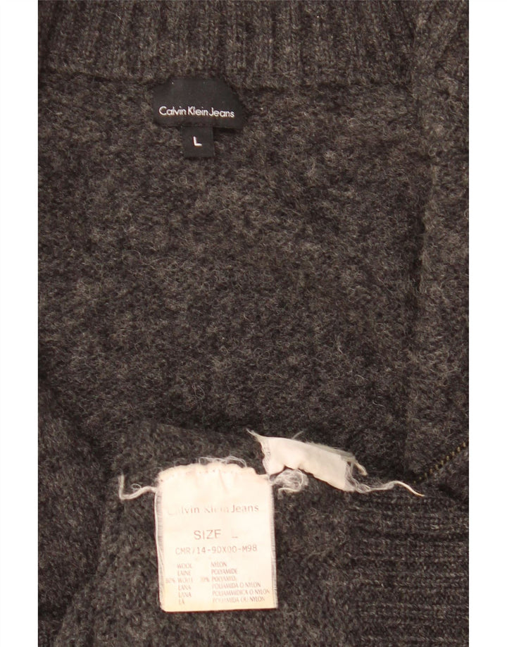 Pulover cardigan Calvin Klein pentru femei UK 16 Lână mare gri