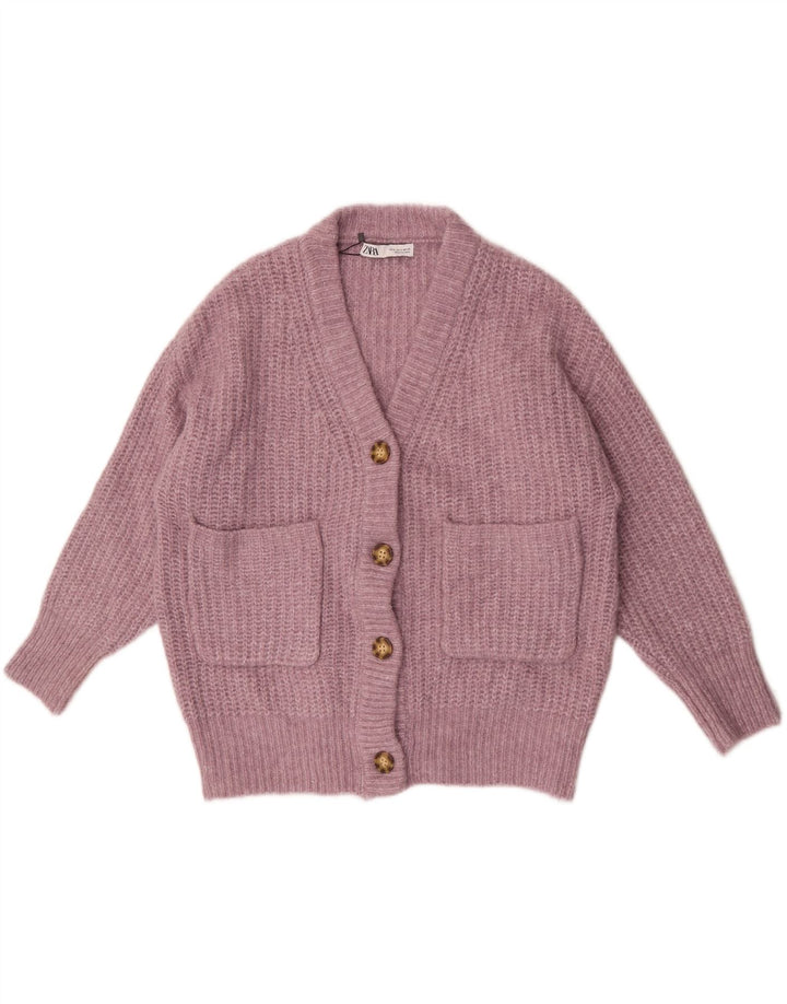 Pulover cardigan supradimensionat pentru femei Zara UK 10 Poliester roz mic
