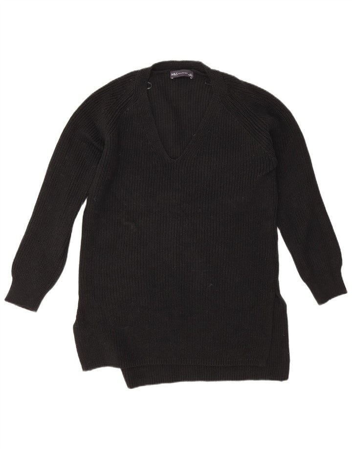 Marks & Spencer Pulover supradimensionat pentru femei cu decolteu în V UK 10 Mic Negru