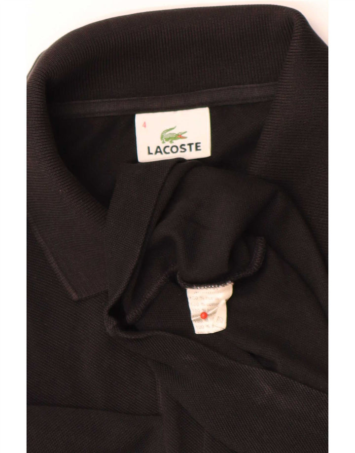 Tricou polo Lacoste pentru bărbați, cu mânecă lungă, cu formă normală, mărimea 4, bumbac mediu negru