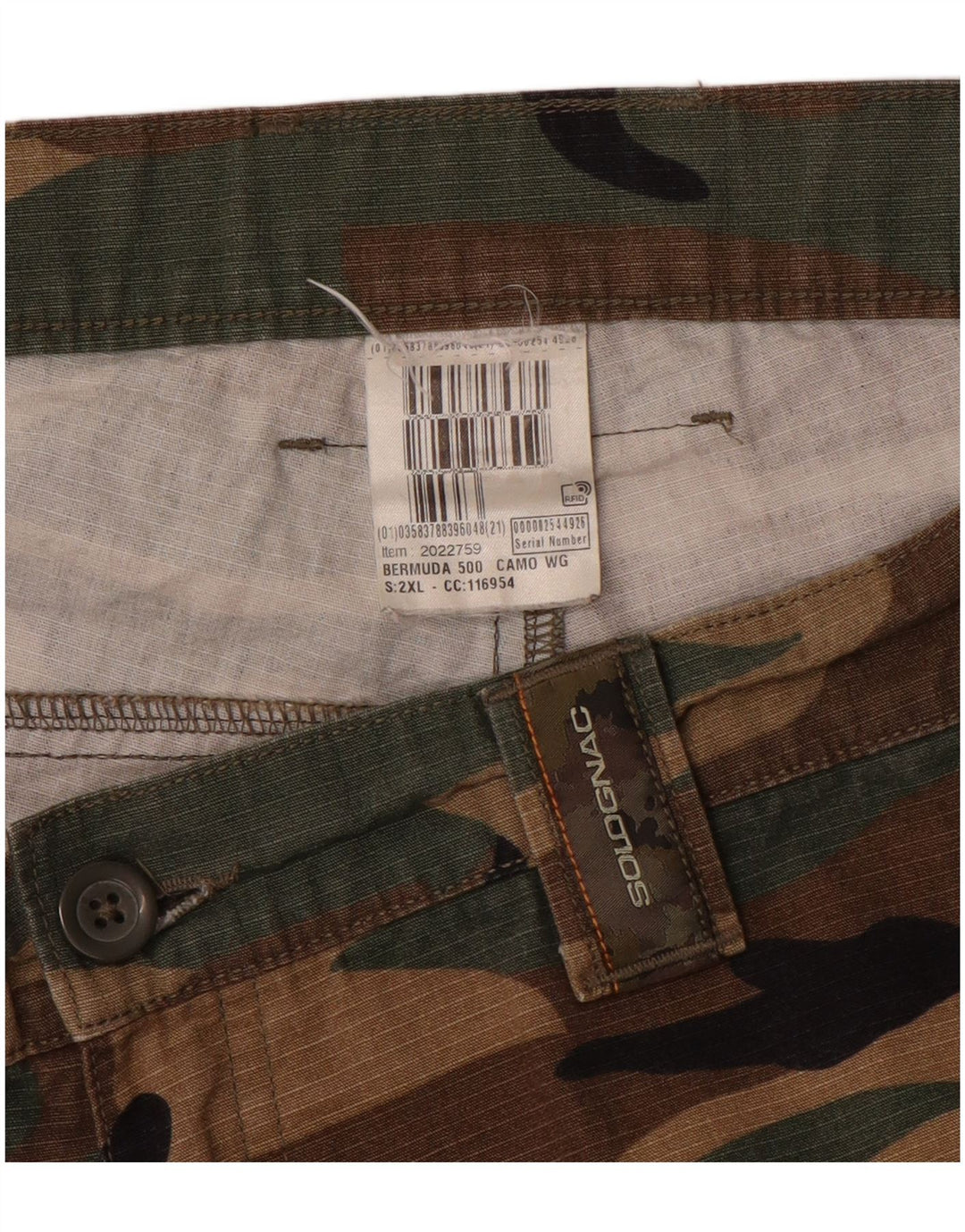 Pantaloni scurți cargo SOLOGNAC pentru bărbați W38 XL maro camuflaj