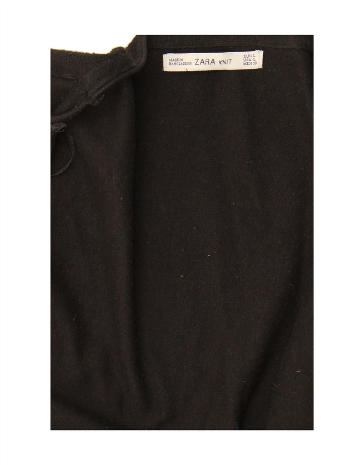 ZARA Womens Asymmetric Open Cardigan Sweater UK 14 Large Black Vintage Zara and Second-Hand Zara from Messina Hembry 