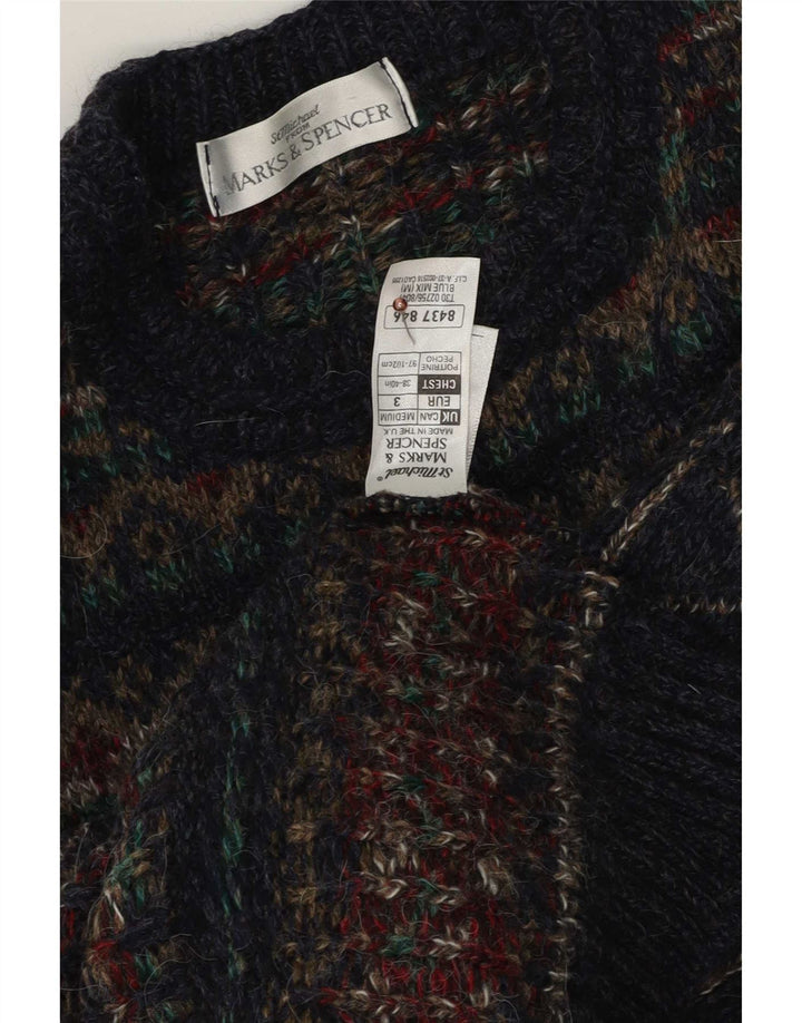 Pulover pentru bărbați Marks & Spencer, cu gât crew, mijlociu, bleumarin, Fair Isle